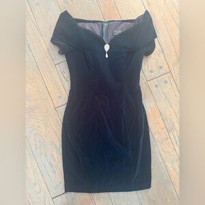 Vintage Cachet by Bari Portas Velvet Mini Dress Emerald Green Size 3/4 Holiday